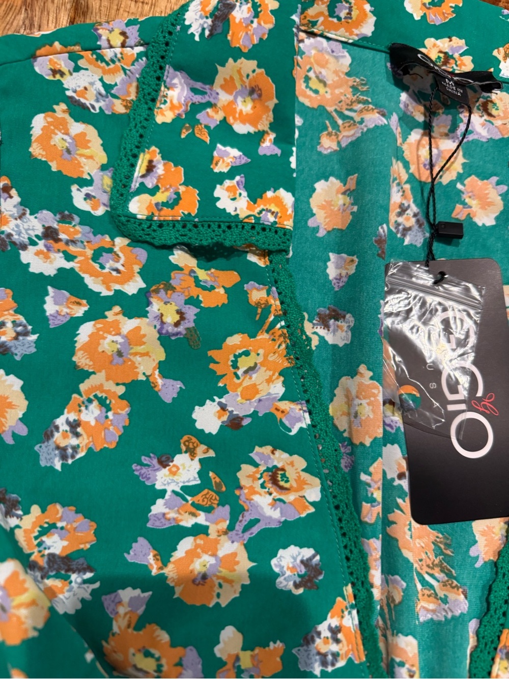 GiGio USA Green Floral Fit & Flare Dress Short Sleeve Size Medium - Picture 4 of 9